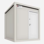 2 m flacher Bürocontainer.