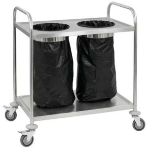 Chariot porte sac-poubelle inox