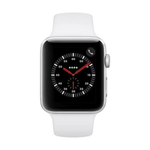 Apple Watch Series 3 GPS + Cellular, 42mm Boîtier en aluminium argenté avec bracelet sport blanc