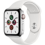 Apple Watch Series 5 Cellular 44 mm Boîtier en Acier Inoxydable avec Bracelet Sport Blanc – M/L