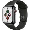 Apple Watch Series 5 Cellular 44 mm Boîtier en Acier Inoxydable Gris Sidéral avec Bracelet Sport Noir – M/L