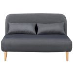 Banquette BZ 2 places – Tissu gris anthracite – Scandinave – L 132 x P 90 cm