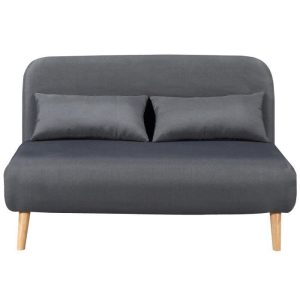 Banquette BZ 2 places – Tissu gris anthracite – Scandinave – L 132 x P 90 cm