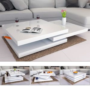 Table basse de salon moderne 80 x 80 cm – Blanc