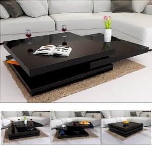 Table basse de salon moderne 80 x 80 cm – Noir