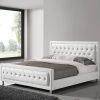 Lit adulte blanc design 160×200 capitonné avec des strass SAMANTHA Blanc L 166,5 x P 218 x x H 107 cm
