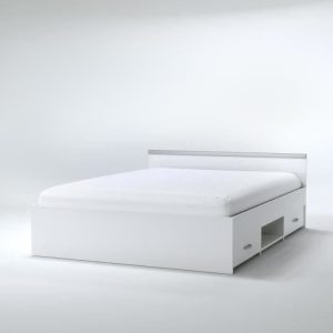 Lit adulte contemporain blanc mat – l 140 x L 190 cm