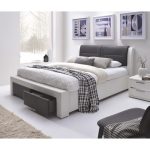 Lit adulte contemporain simili blanc et noir – Sommier inclus – l 140 x L 190 cm