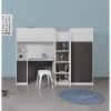 Lit combiné mezzanine enfant – Blanc/Gris – Sommier inlcus – 90 x 200 cm