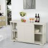 Buffet Armoir Bas de Cuisine 106,7 x 33 x 63 cm avec 2 Portes Coulissantes Bahut Meuble de Rangement Salon/Salle à Manger