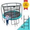 Trampoline Starflex Pro Ø 366 cm – Échelle incluse – Vert et noir – 2 brevets sécurité mondiaux – Design hyper sportif