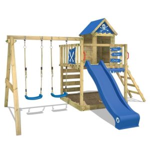 Portique Enfant – Aire de Jeux Smart Cave – 2 Agrès  WICKEY Balançoire