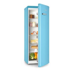 Réfrigérateur Klarstein Irene XL  – grand volume : 242 Litres – 5 clayettes en verre incassable – Classe A+ – design rétro bleu
