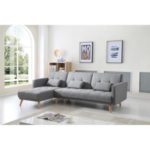 Canapé d angle réversible convertible – 267x151x88cm – Gris clair