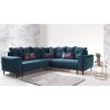 Canape grand angle convertible pieds noirs HERA Bleu Canard Panoramique Convertible Pieds noirs