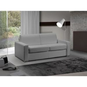 Canapé lit 3-4 places MASTER convertible ouverture RAPIDO 160 cm Cuir Eco Gris Silex MATELAS 18 CM INCLUS