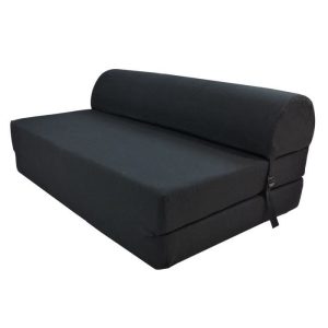 JUNE Chauffeuse 2 places – Tissu noir – Style contemporain – L 115 x P 75 cm