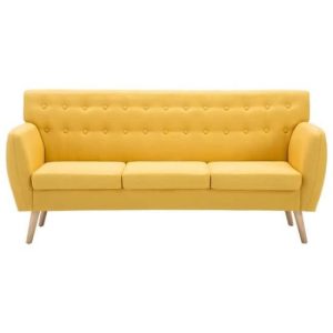 Canapé à 3 places Revêtement en tissu 172x70x82 cm Jaune