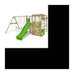 Holzportal Kletterturm mit Schaukel, Rutsche und Sandkasten