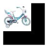 14-Zoll-Fahrrad SNOW QUEEN (Frozen), ausgestattet mit 2 Bremsen, Puppenhalter, Vorderkorb, abnehmbaren Stützrädern und aufblasbaren Reifen.