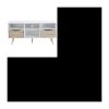 Weißer skandinavischer TV-Schrank und mattes Eichendekor + Beine aus Gummiholz ​​– L 116 cm