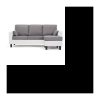 Wendbares 3-Sitzer-Ecksofa – Weißes Imitat und hellgrauer Stoff – Zeitgenössisch – L 185 x T 128 cm