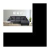 Umwandelbares rechtes Ecksofa für 3 bis 4 Personen + Aufbewahrungsbox – Dunkelgrauer Stoff und schwarzes Imitat – L 248 x T 173 cm