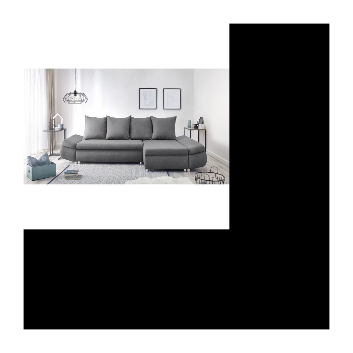 Umkehrbares 4-Sitzer-Ecksofa + Aufbewahrungsbox – Anthrazitgrauer Stoff – L 273 x T 101 – 148 cm