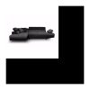 4-sitziges umwandelbares linkes Ecksofa + Aufbewahrungsbox – dunkelgrauer Stoff und schwarzes Imitat – L 272 x T 192 cm