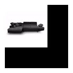 4-sitziges umwandelbares linkes Ecksofa + Aufbewahrungsbox – dunkelgrauer Stoff und schwarzes Imitat – L 272 x T 192 cm