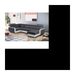 Wende-Panorama-Ecksofa in U-Form – 7 Sitze – Umwandelbar mit Truhen – Verstellbare Kopfstützen. Farbe – Weiß /