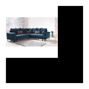 Weitwinkelsofa mit schwarzen Beinen HERA Duck Blue Panoramic Convertible Schwarze Beine
