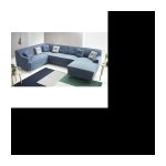 XXXL-Panoramasofa umwandelbar ALFA Blau Linker Winkel Panoramagröße Zierkissen Umwandelbar