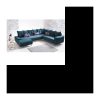 Umwandelbares Panorama-Ecksofa mit goldenen Füßen XXL HERA Duck Blue Linke Ecke Panorama goldene Beine aus Naturholz