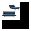 Umwandelbare 3-Sitzer-Bank – Stoff in Petrolblau – L 197 x T 94 x H 86 cm
