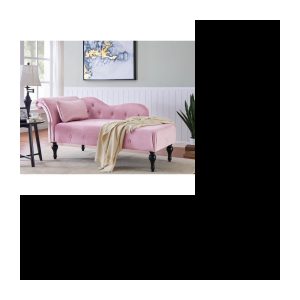 SHIMA rosa samtgepolsterte Chaiselongue – rechtwinklig