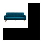 3-Sitzer-Sofa, umwandelbar, gerade – Pfauenblauer Stoff – skandinavisch – L 205 x T 80 cm