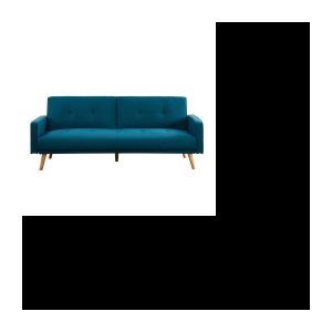 3-Sitzer-Sofa, umwandelbar, gerade – Pfauenblauer Stoff – skandinavisch – L 205 x T 80 cm