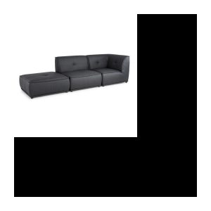 3-teiliges modulares Sofa mit Ecksessel und Pouf – Anthrazitgraues Kunstleder – L 100 x T 100 x H 75 cm HEXAGONE – PITTSBURGH
