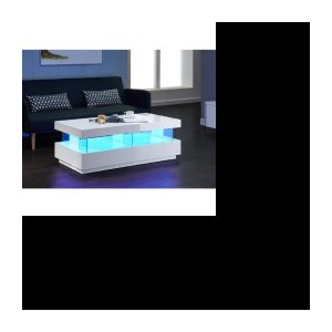 Moderner, glänzend weiß lackierter LED-Couchtisch, 120 cm