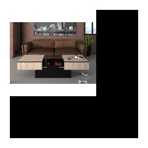 Couchtisch – Dekor Esche und Schwarz – L 113 x T 60 x H 40 cm