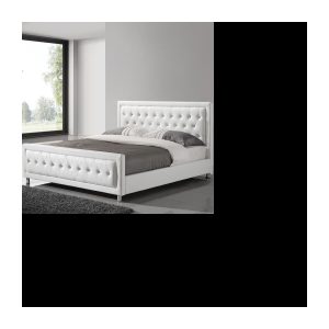 Weißes Designerbett für Erwachsene 160×200, gepolstert mit Strasssteinen SAMANTHA Weiß L 166,5 x T 218 x x H 107 cm