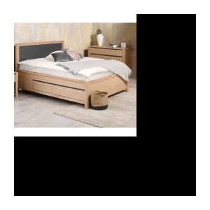 140×190 cm Bett – Anthrazitgraues Dekor – L 155 x T 195,4 x H 105 cm