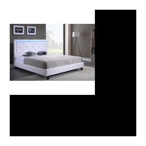Modernes weißes Kunstbett für Erwachsene – Boxspring und Kopfteil mit LED inklusive – L 140 x L 190 cm