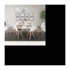 Esstisch mit weißen Stühlen, 7-teilig, aus Buchenholz und MDF, Küche, Esszimmer, Wohnzimmer, Abendessen, weißer und schwarzer Tisch