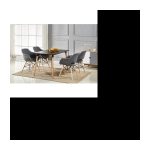 Schwarzer Esstisch + 4 dunkelgraue Stühle aus Olivia-Stoff – Esszimmer, Wohnzimmer, Küche – modernes Design
