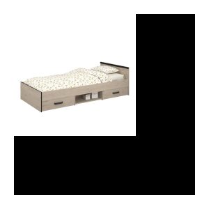 Kinderbett mit Stauraum – Dekor Eiche und Schwarz – 90 x 200 cm