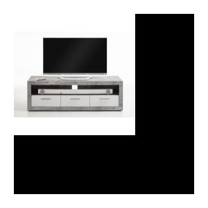 TV-Schrank Betongrau und glänzendes Weiß – L 152 x T 45,3 x H 49 cm