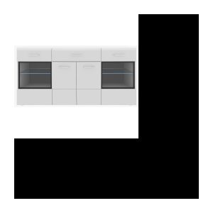 Modernes, glänzend weißes niedriges Sideboard – L 170 cm