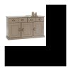 PARIS Sideboard-Kommode, Kommode mit 3 Flügeltüren und 2 Schubladen aus massivem Kiefernholz, taupe gebeizt